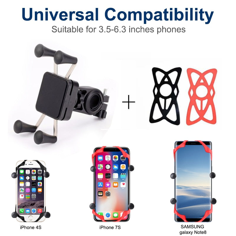 Univerola Bike Phone Mount para motocicleta y manillar de bicicleta X-Clip Stand Soporte de montaje GPS, ajustable, apto para iPhone 11/11 Pro