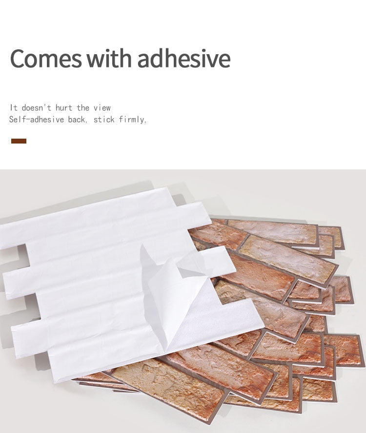 Pegatina de pared de ladrillo 3D de 12 Uds., papel tapiz de PVC autoadhesivo para dormitorio, pegatinas impermeables a prueba de aceite para cocina, decoración de pared para el hogar DIY