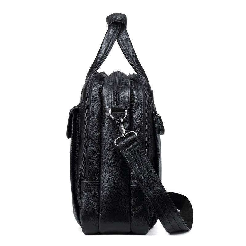 Bolso grande de cuero para hombre, bolso de viaje de negocios de cuero genuino para hombre, bolso de hombro para ordenador portátil de 15,6 pulgadas, bolso de negocios A4