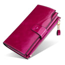 KANGAROO KINGDOM Vintage Luxury RFID Women Wallets Genuine Leather Long Zipper Clutch Purse Large Capacity Card Holder Wallet