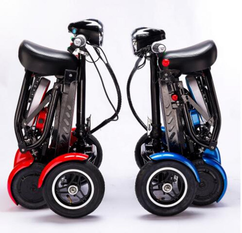 Venta al por mayor, mejora el transformador de viaje perfecto, scooter de movilidad plegable de 4 ruedas, nuevo mini scooter eléctrico plegable portátil para adultos