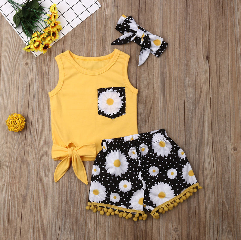 lioraitiin 1-5Years Toddler Kids Baby Girls Summer Clothing Set Floral Tops T-Shirt Short Pants Outfit Clothes Summer
