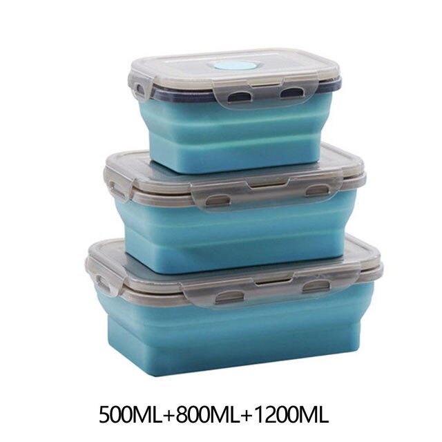 Food Storage Containers With Lids Silicone Collapsible BPA Free Lunch Fruit Salad Box Set reezer Microwavable