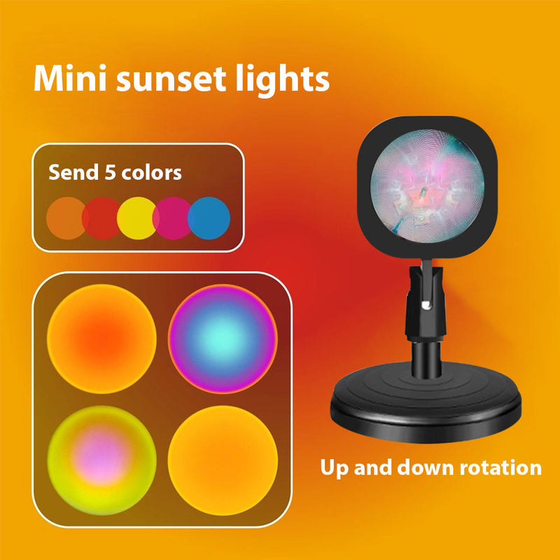 Sunset Projection Lamp,USB Port 180° Rotation LED Projector Lamp,For Bedroom  Selfie Atmosphere Creation