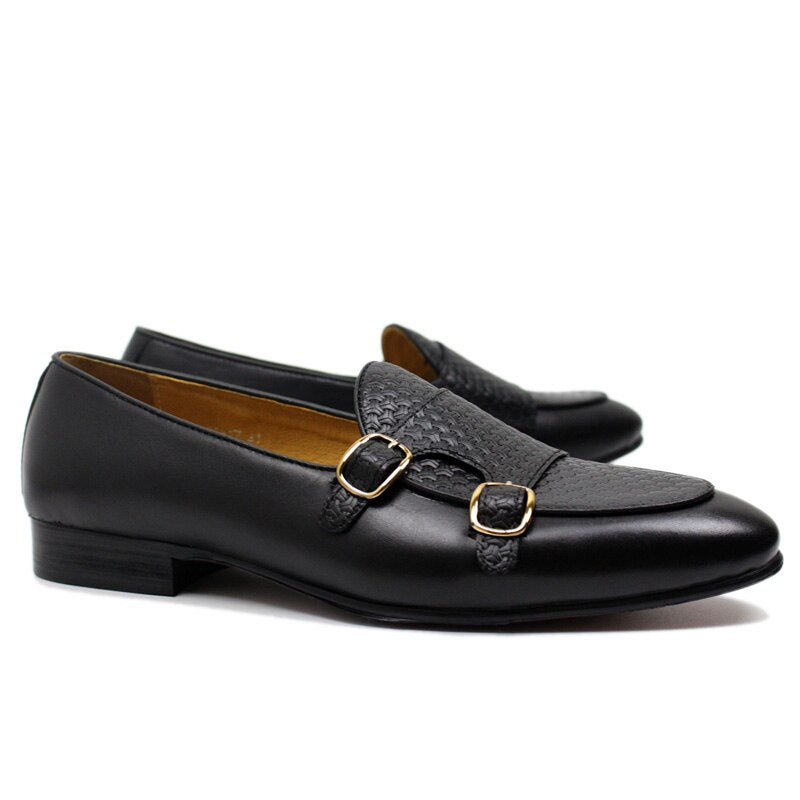 FELIX CHU Autumn Mens Leather Loafers Gentleman Wedding Party Casual Slip On Formal Shoes Black Brown Monk Strap Men Dress Shoes