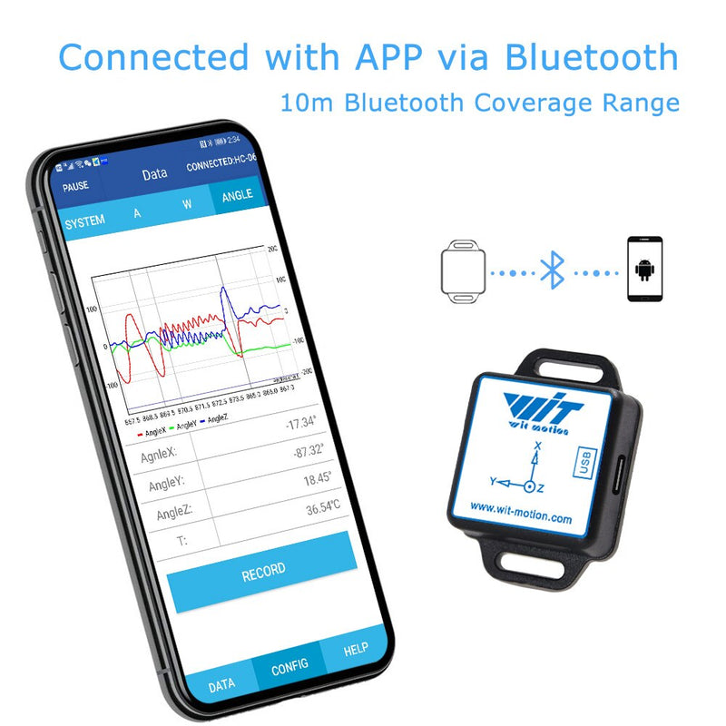 Acelerómetro Bluetooth de alta precisión BWT61CL + giroscopio + ángulo (XYZ, 100HZ), inclinómetro MPU6050 AHRS de 6 ejes, compatible con PC/Android