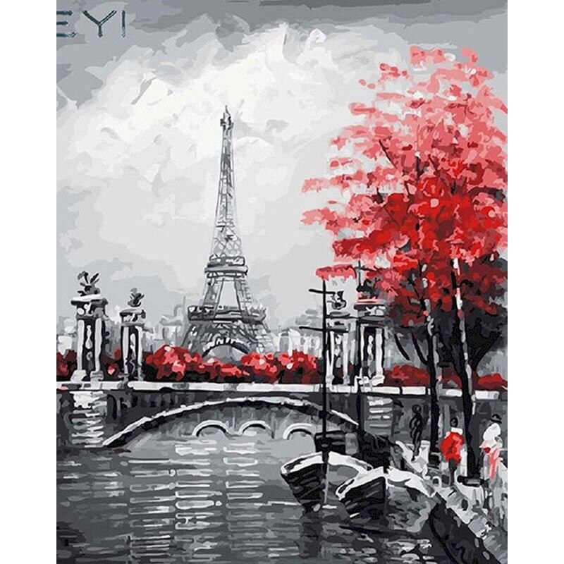 CHENISTORY Frame Tower Landscape Diy Painting By Numbers Modern Wall Art Picture Unique Gift Acrylic Paint By Numbers Home Arts