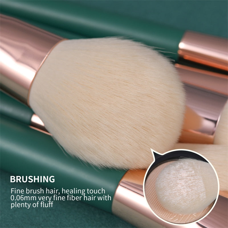 DUcare Makeup Brushes Set Green 13pcs Makeup Brush With Bag Foundation Powder Eyeshadow Eyelash Lip Cosmetic Make Up Brush Tools