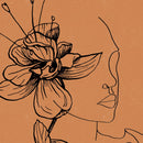 Woman Face One Line Abstract Painting Burnt Orange Terracotta Wall Art Canvas Print Mid Century Boho Picture Living Room Decor