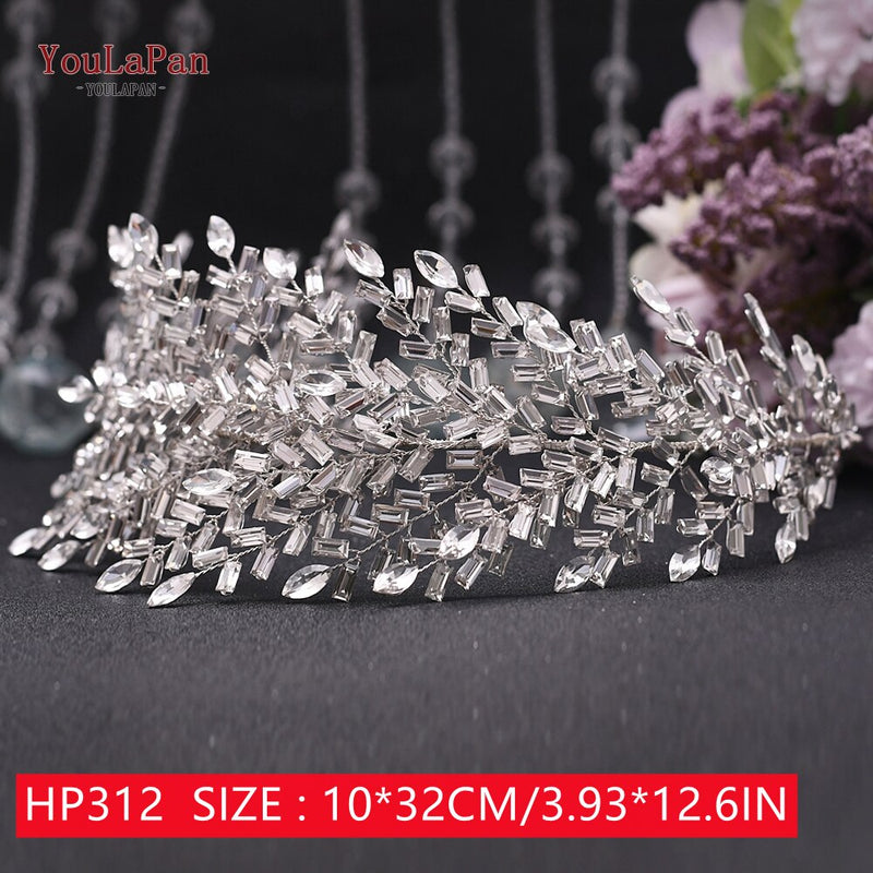 YouLaPan HP312 Bridal Hair Pieces Bridemaids Head Pieces Crystal Headbands for Women Jeweled Hair Accessories Rhinestone Tiara