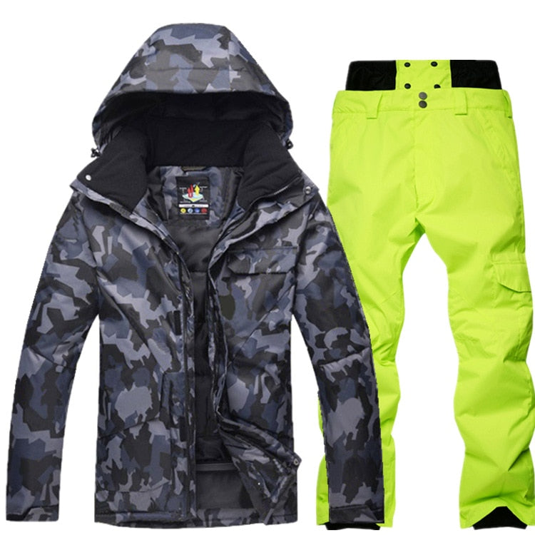 Neue Herren Tarnung Skianzug Wasserdichte Atmungsaktive Snowboardjacke Winter Schneehose Anzüge Herren Skifahren und Snowboarden Sets