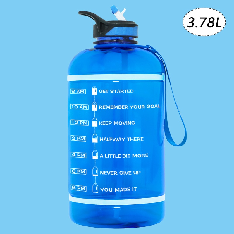 ZOMAKE 2.2/3.78L Gallon Water Bottle with Time Marker &amp; Straw, Motivational Water Jug BPA Free Leakproof Large Water Bottles Gym