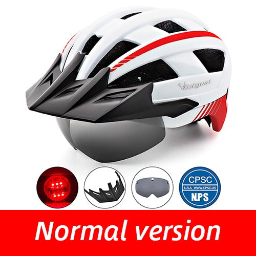 Victgoal casco de bicicleta LED montaña carretera USB recargable luz casco de ciclismo para hombre visera gafas hombres MTB bicicleta casco