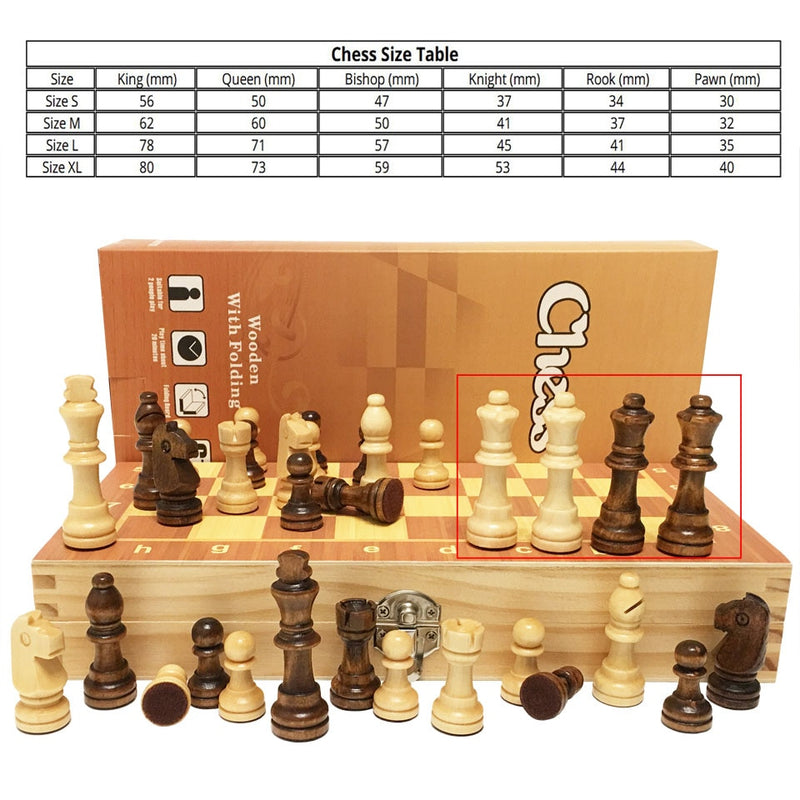 Juego de ajedrez de madera magnético de 4 reinas, juego de ajedrez internacional, piezas de ajedrez de madera, tablero de ajedrez de madera plegable, juguete de regalo I55