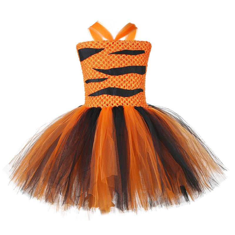 Tiger Girls Tutu Dress Outfit Zoo Animal Toddler Baby Girl Fancy Performance Birthday Party Dresses Kids Halloween Costumes Set