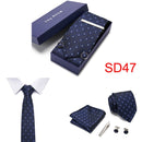 Gift Box 38 styles Tie Set Hanky Cufflinks With Gift Box Jacquard Woven Neckties Set For Men Wedding Party Lots of  accessories
