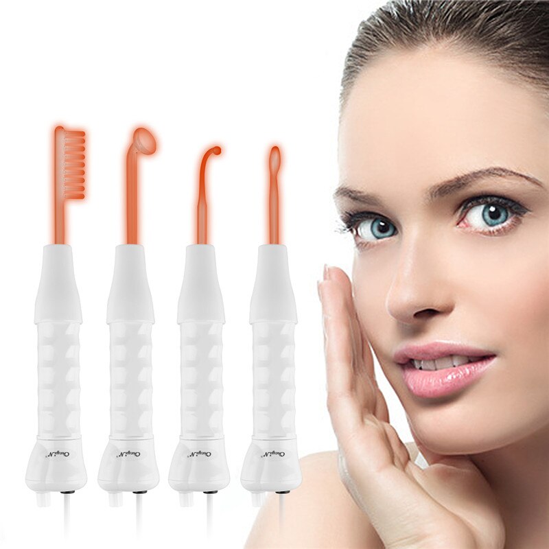 CkeyiN Electrodo de alta frecuencia Tubo de vidrio Máquina facial Eliminador de manchas Tratamiento para el acné Cuidado de la piel Spa Elimina las arrugas Masajeador