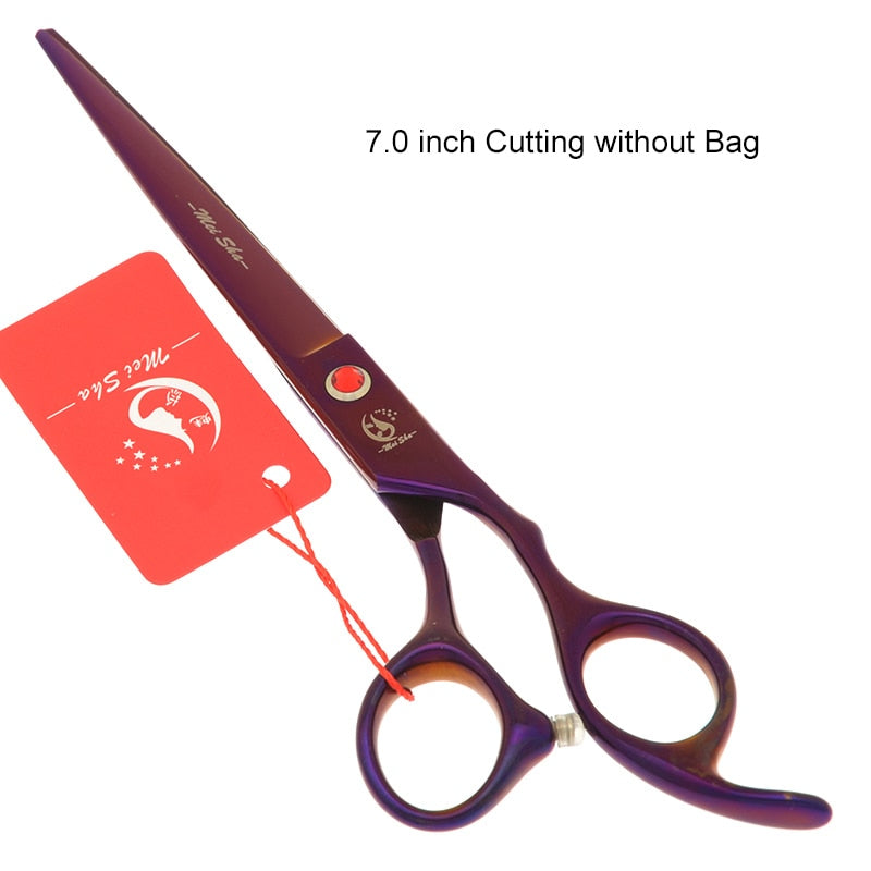 7.0 Inch Big Professional Hairdressing Cutting Scissors 6.5 Inch Thinning Shears Salon Barbers JP440C Blue Hair Tesouras A0132A