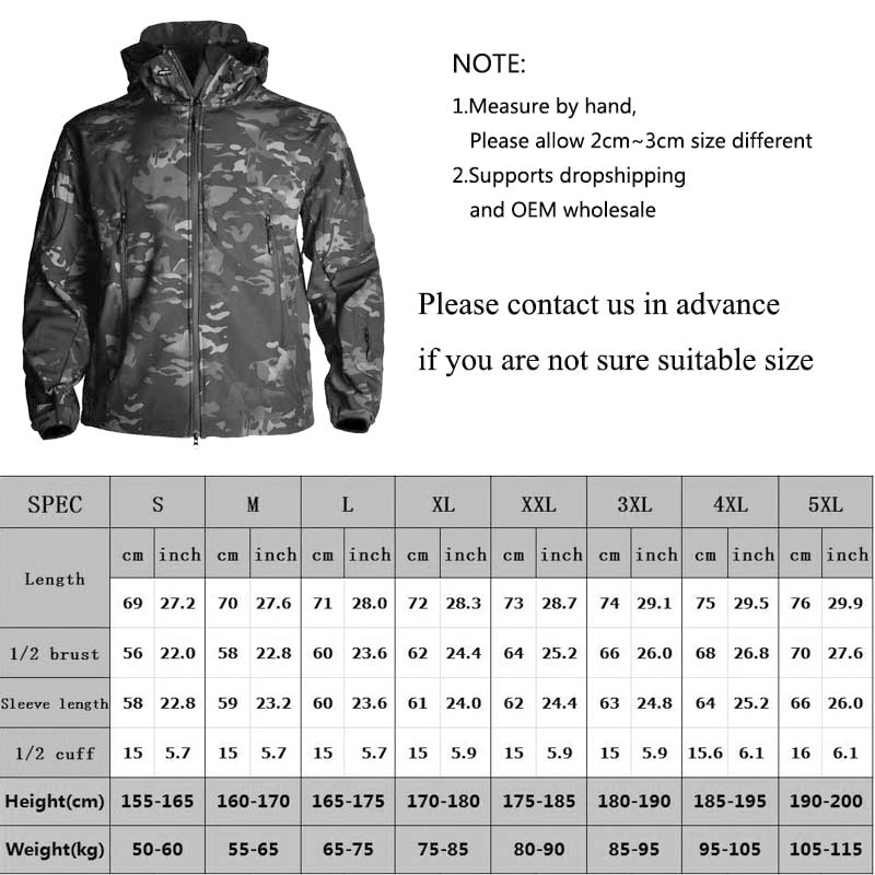 Ropa militar de otoño para hombre, chaqueta de lana de camuflaje militar, ropa táctica Airsoft, rompevientos de camuflaje para hombre Multicam 5XL