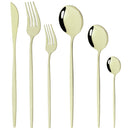 36Pcs/Set Red Gold Cutlery Set Stainless Steel Dinnerware Set Knife Fork Coffee Spoon Tableware Set Kitchen Dinner Tableware Set