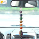 CSJA Heart Shape Natural Stone Car Hanging Chakra Chip Bead Healing Crystal Handmade Weave Lucky Ornament Window Wall Decor G541
