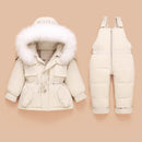 Children Down Coat Jacket+jumpsuit Kids Toddler Girl Boy Clothes Down 2pcs Winter Outfit Suit Warm Baby Overalls Clothing Sets