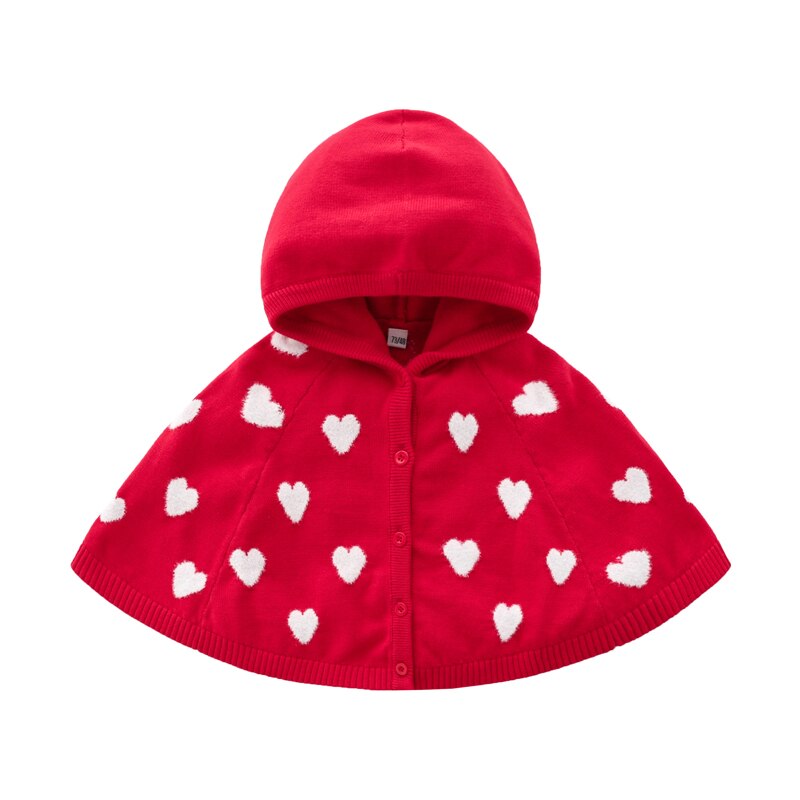 IYEAL Newborn Kids Baby Girl Clothes Cotton Warm Velvet Knitted Sweater Hooded Red Cloak With Bow for Children Toddler Girls