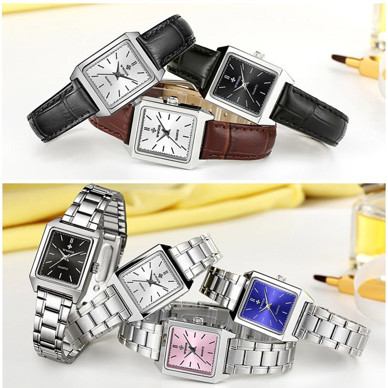 Montre Femme 2022 WWOOR Luxusmarke Damenuhren Mode Rechteck Kleine Uhr Frau Quarz Kleid Damen Armband Armbanduhr