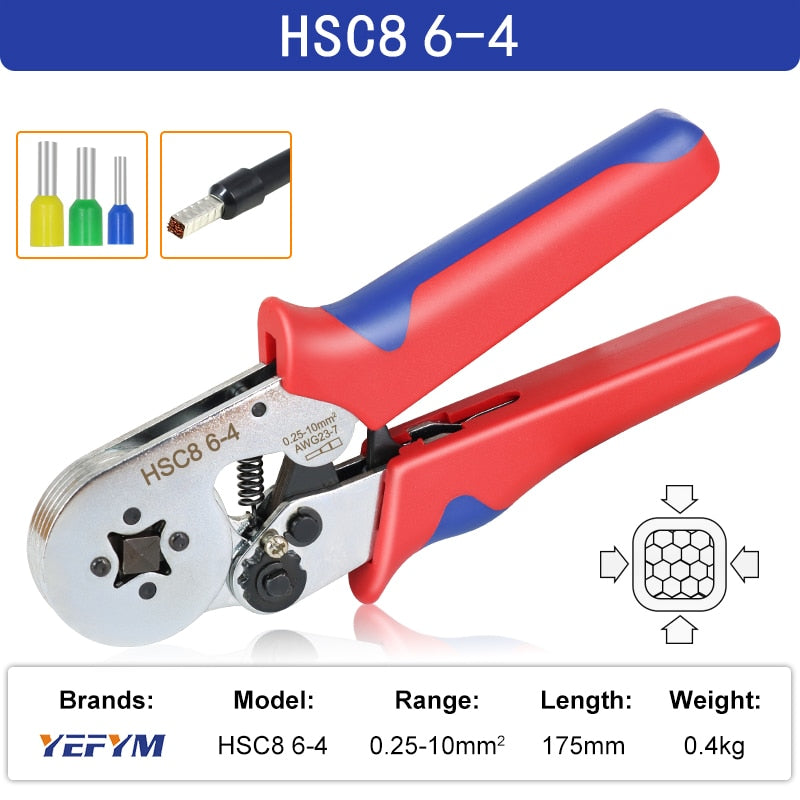 Ferrule Crimping Tool Tubular / Pin Terminal Professional Electrician Pliers Max(16mm ²/ 5AWG) Adjustable Ratchet Tools