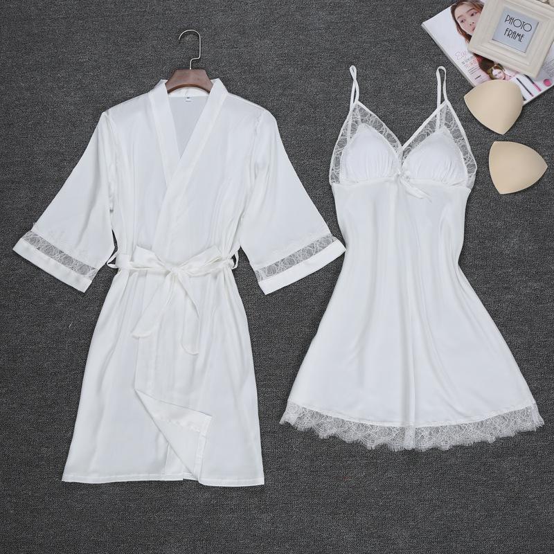 Sexy Womens Night Robe Strap Top Pajamas Suit Summer Two Piec Sleepwear Sets Casual Home Wear Nightwear Sleep Kimono Bath Gown