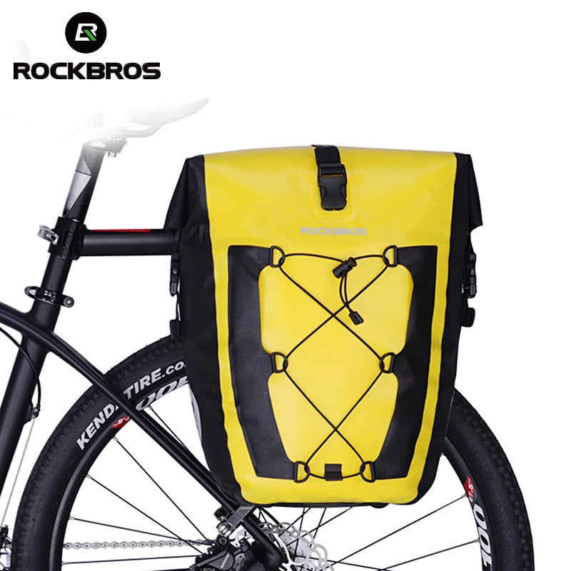 ROCKBROS-bolsa para bicicleta de ciclismo, resistente al agua, bolsa trasera para bicicleta, asiento trasero, bolsas para maletero, alforja, 27L, cesta grande, accesorios para bicicleta MTB