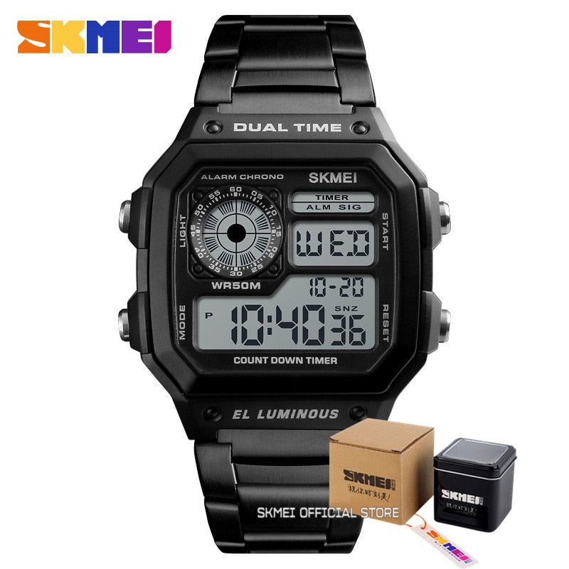 SKMEI 1335 Digital Watches For Mens 2 Time Chrono Men Wristwatches Fashion Sport Male Watch Clock Retro reloj hombre