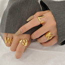 Foxanry 925 Stamp 26 English Letter Rings for Women Fashion Vintage France Gold Plated Irregular Party Jewelry Gifts