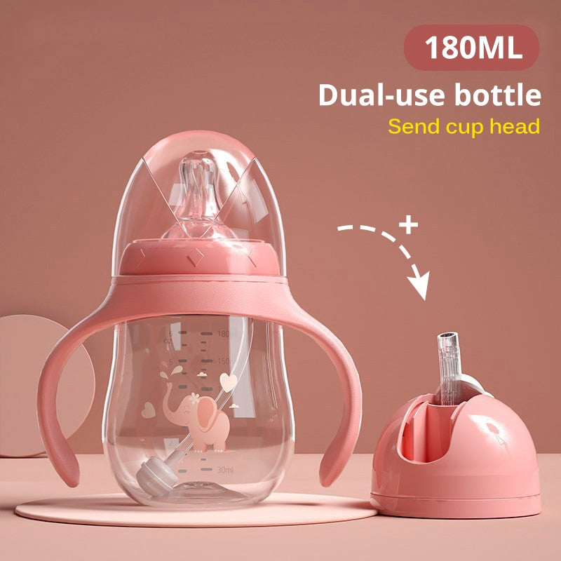 Babyflaschen Trinkbecher Babyflasche Breitkaliber Multifunktional Trinkmilch Trinkwasser Flasche mit doppeltem Verwendungszweck BPA-frei