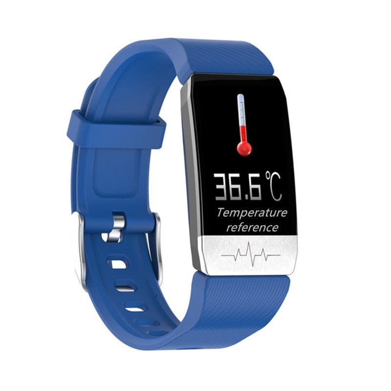 Correa de reloj inteligente T1S con medición de temperatura ECG, Monitor de presión arterial y frecuencia cardíaca, pronóstico del tiempo, recordatorio de bebida, reloj inteligente