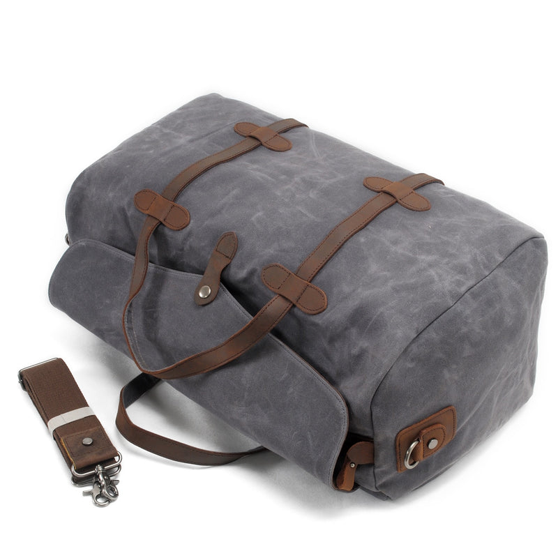 MUCHUAN Vintage puro algodón lona cuero viaje Duffle bolsas de gran capacidad fin de semana bolsa de noche hombres equipaje de mano grande