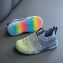 Spring Children Boy Sneakers Soft Rainbow Bottom Kids Woven Fly Shoes