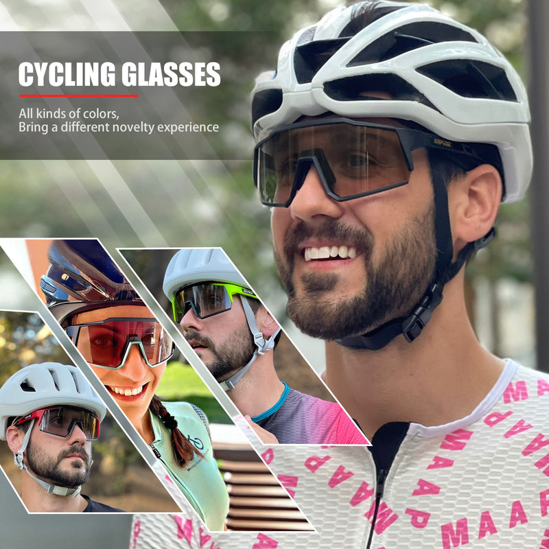 Kapvoe Photochromic Cycling Sunglasses Men Bicycle Goggles MTB Road Bike Protection Glasses Windproof Cycling Eyewear UV400