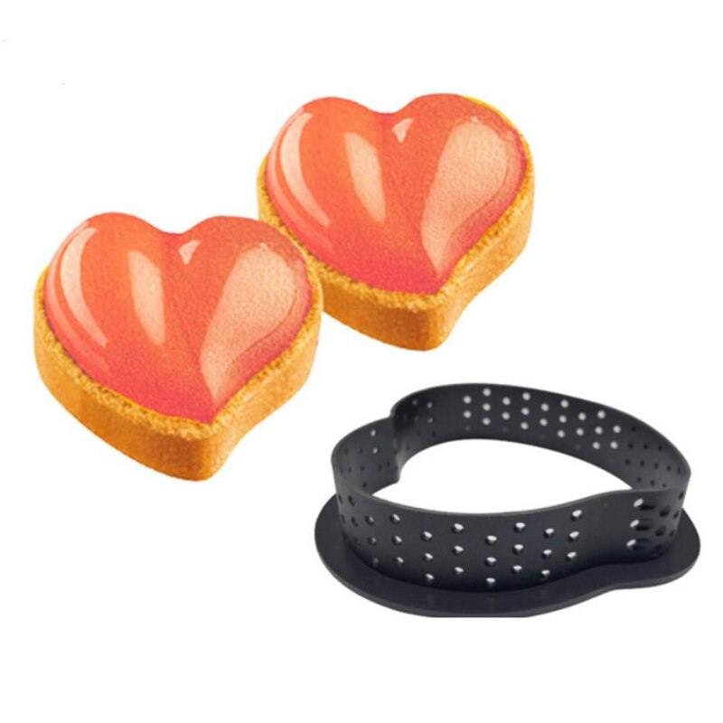 8pcs DIY French Dessert Bakeware Cutter Round Shape Decorating Tool Cake Mold Tart Ring Silicone Perforated Mousse Circle