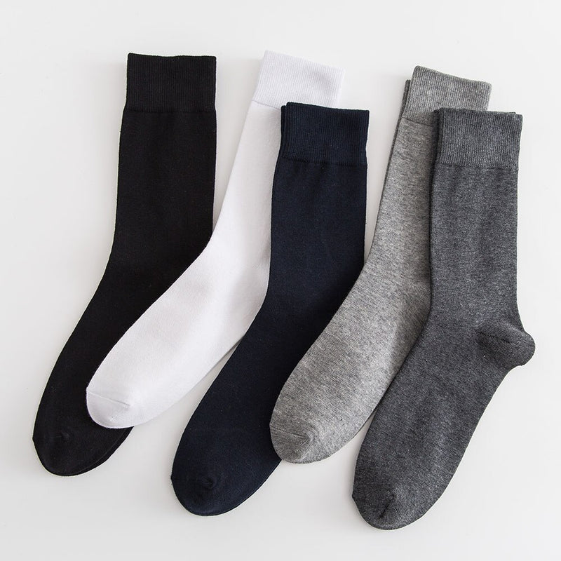 New Men's Cotton Socks Black White Business Men Plus Size Socks Soft Breathable Summer Winter for Male 100 Cotton Socks 5 Pair