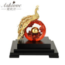 Asklove Gold Phoenix Ornament 3D pavo real estatua 24K hoja de oro decoración miniatura figuritas escritorio artesanías decoración del hogar regalos