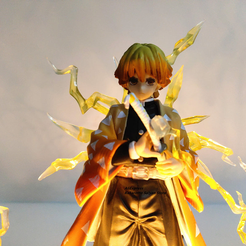 Demon Slayer Agatsuma Zenitsu PVC Action Figures Thunderclap and Flash Effect Anime Kimetsu no Yaiba Figurine Model Toys