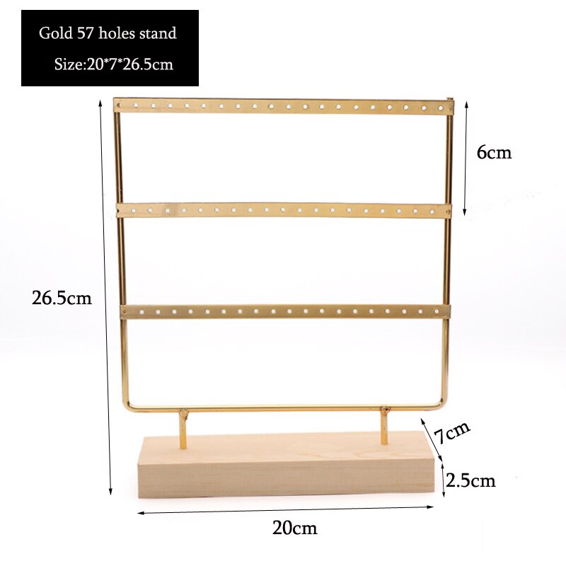 Nice Steel Earrings Storage Holder Jewelry Display Stand for Earrings Necklaces Bracelets Pendants Wooden Base Jewellery Rack