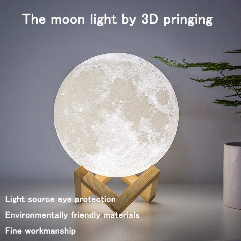 ZK20 LED Night Light 3D Print Moon Lamp Rechargeable Color Change 3D Light Touch Moon Lamp Children's Lights Night Lamp for Home