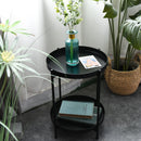 Nordic Simple Iron Double-layer Small Tea Table Corners Round Coffee Table Lving Room Mini Sofa Side Table