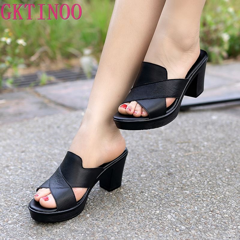 GKTINOO Damen Hausschuhe Sandalen 2022 Sommer 7 cm High Heels Damenschuhe Frau Hausschuhe Sommer Sandalen Freizeitschuhe