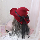 High Quality Lolita Halloween Lolita ROSE Large Bow Halloween Witch Cap Witch Hat Mo Nv Mao