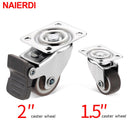 4PCS NAIERDI 1-2inch Furniture Caster Soft Rubber Universal Wheel Swivel Caster Roller Wheel For Platform Trolley Accessory