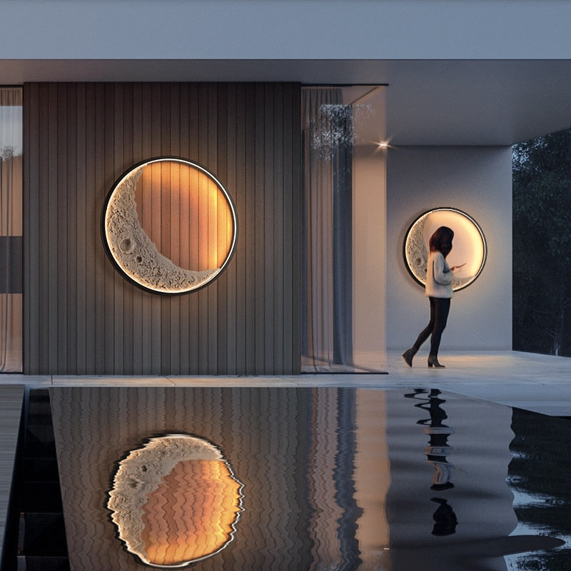 VZVI Moderne Villa Außenwandleuchte Wasserdichte Straßengartenleuchte Wandleuchte 13W 19W Kreative Außenwandleuchten Mondlichter