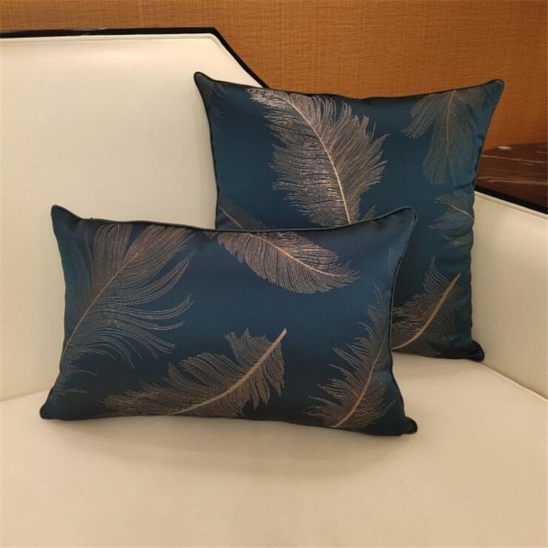 Fundas de cojín de sofá de lujo ligeras, fundas de almohada simples modernas de rejilla azul verde, fundas de almohada europeas de alta calidad, decoración de cama para el hogar